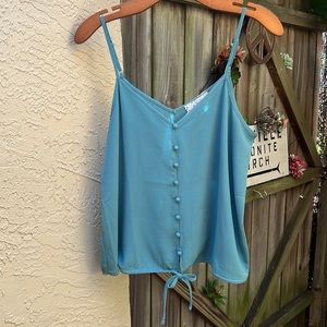 Teal Strappy Blouse with cute Buttons and a Drawstring bottom